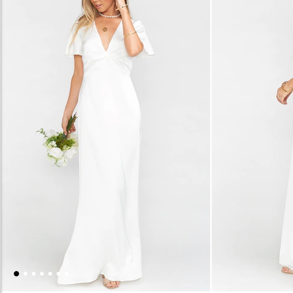 Show Me Your Mumu Rome Twist Gown, Ivory Luxe Satin, Size M. Worn Once